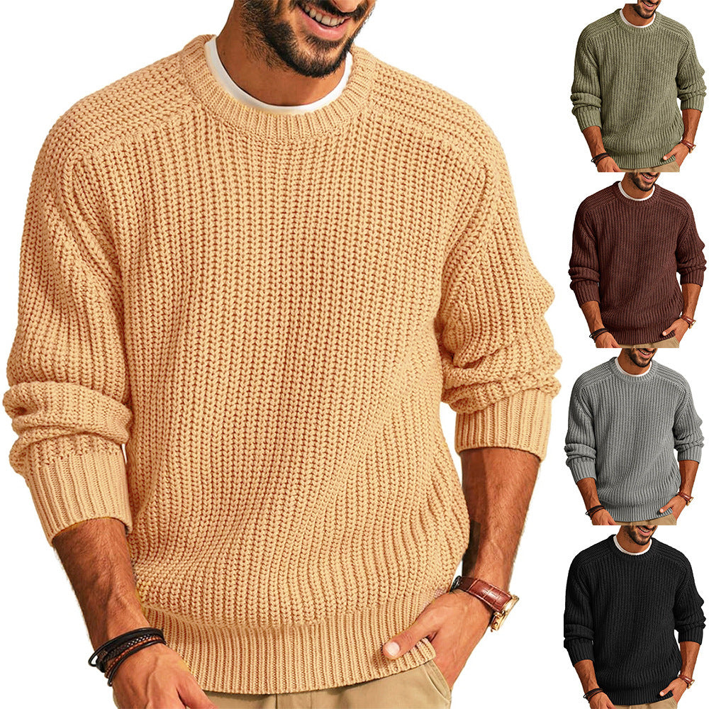 Beige chunky knit crewneck sweater