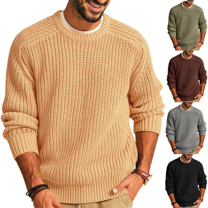 Beige chunky knit crewneck sweater