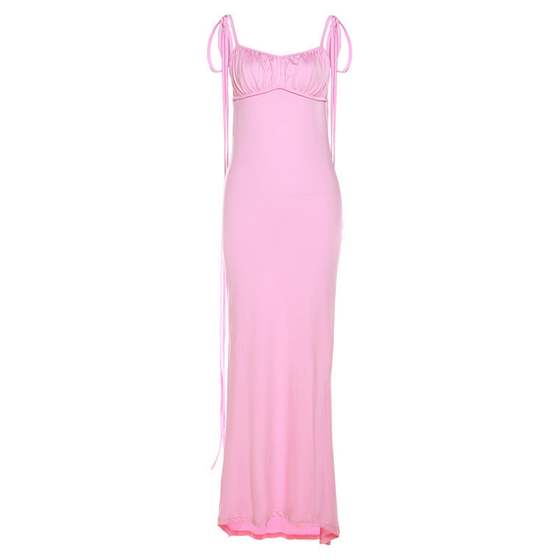Satin-Trim Bodycon Maxi Dress