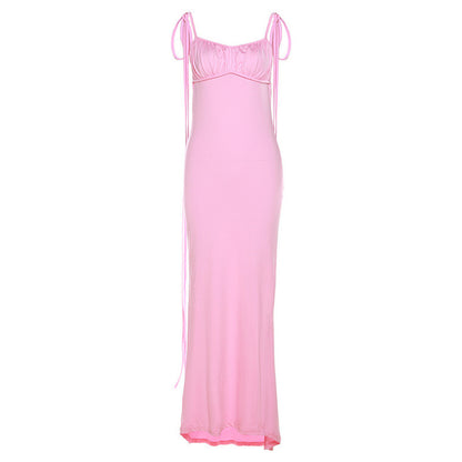 Satin-Trim Bodycon Maxi Dress