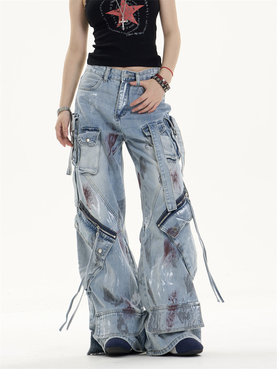 Graffiti Splatter Cargo Jeans