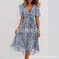 Loose, casual and elegant V-neck floral print dress