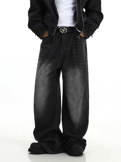 Black washed baggy jeans