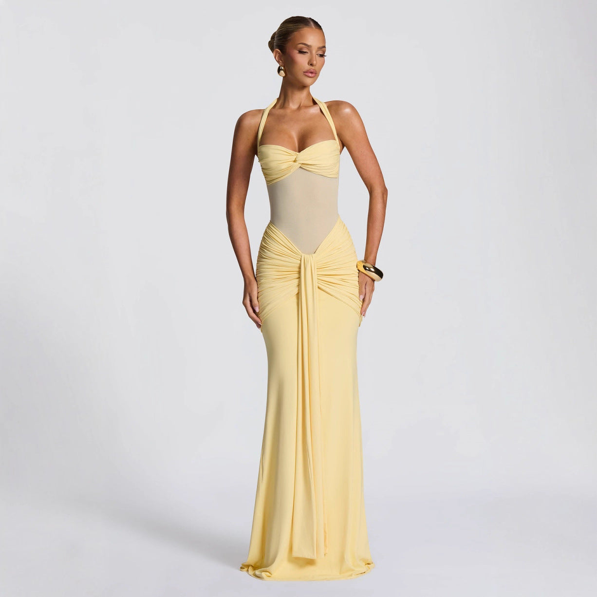 Golden Halter Dress