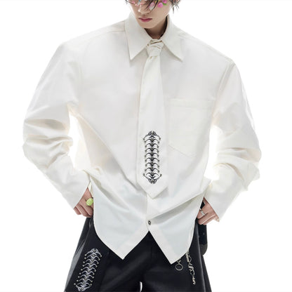 Niche Deconstruction Backbone Embroidered Tie Shirt
