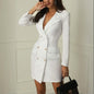 Tailored Double-Breasted Blazer Dress