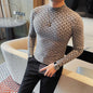 Fitted mock neck long-sleeve shirt