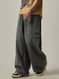 wide-legged cargo pants in blue and gray