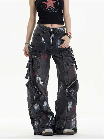 Graffiti Splatter Cargo Jeans