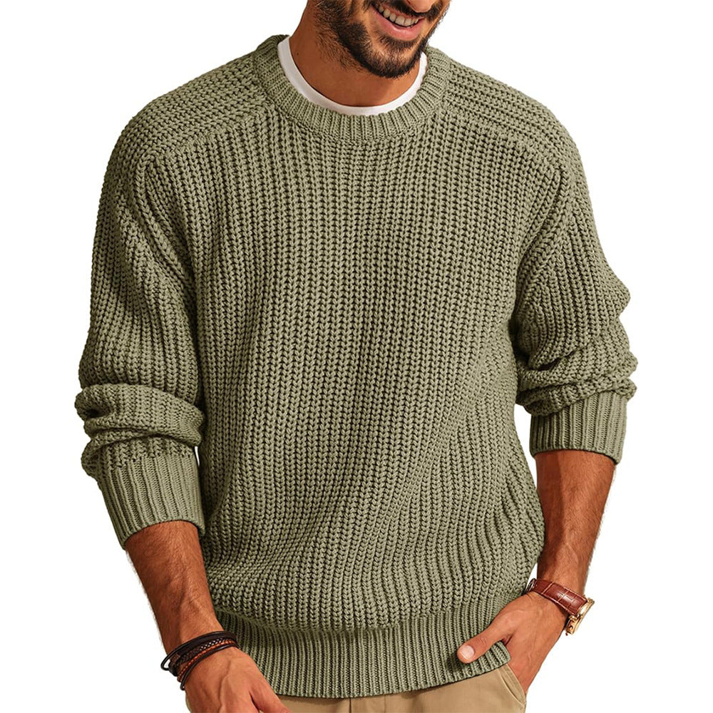 Beige chunky knit crewneck sweater