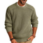 Beige chunky knit crewneck sweater