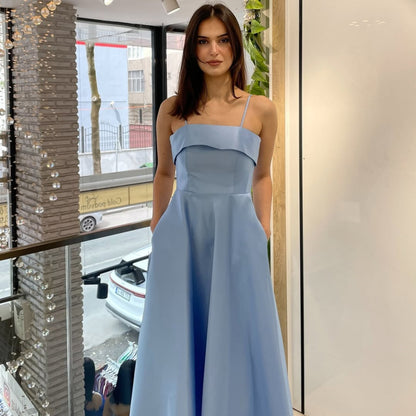 Midnight Satin A-Line Gown