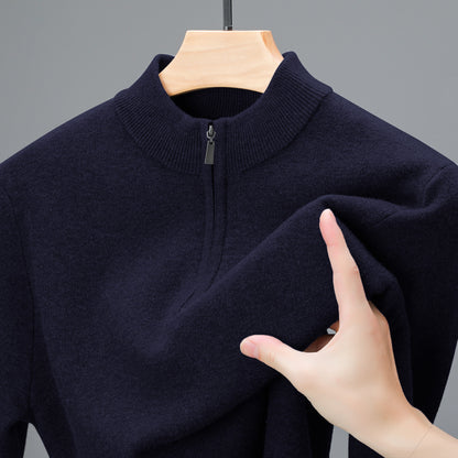 Brown half-zip cashmere sweater