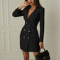 Tailored Double-Breasted Blazer Dress