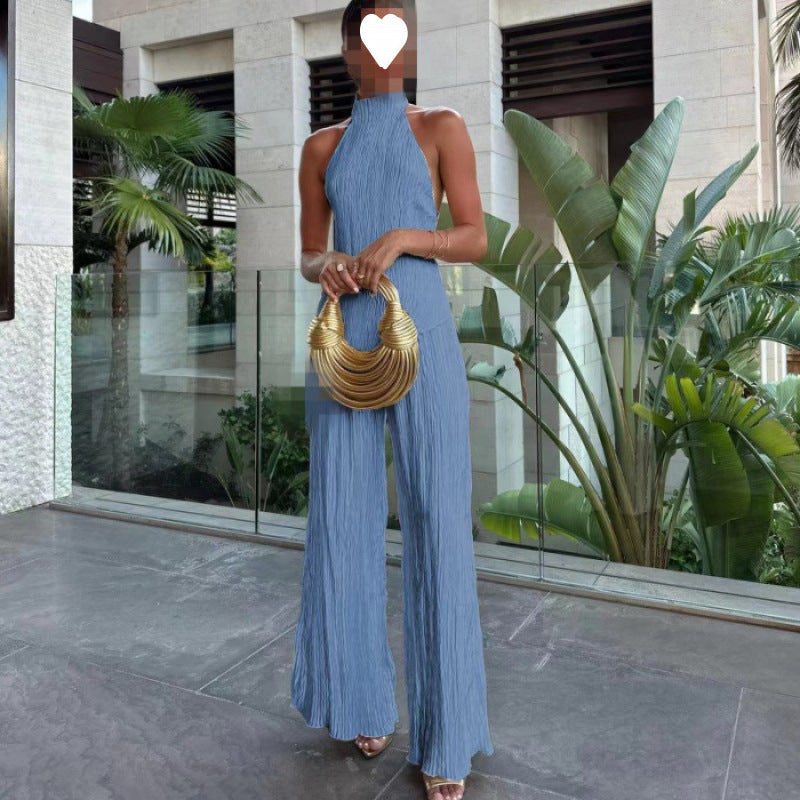 Soft Blue Wide-Leg Jumpsuit