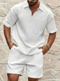 Textured Short-Sleeve Zip Polo