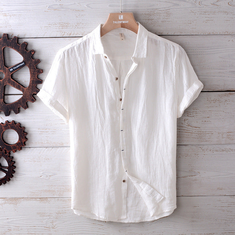 Short-sleeve linen shirt