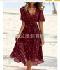 Loose, casual and elegant V-neck floral print dress