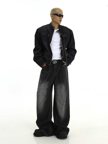 Black washed baggy jeans