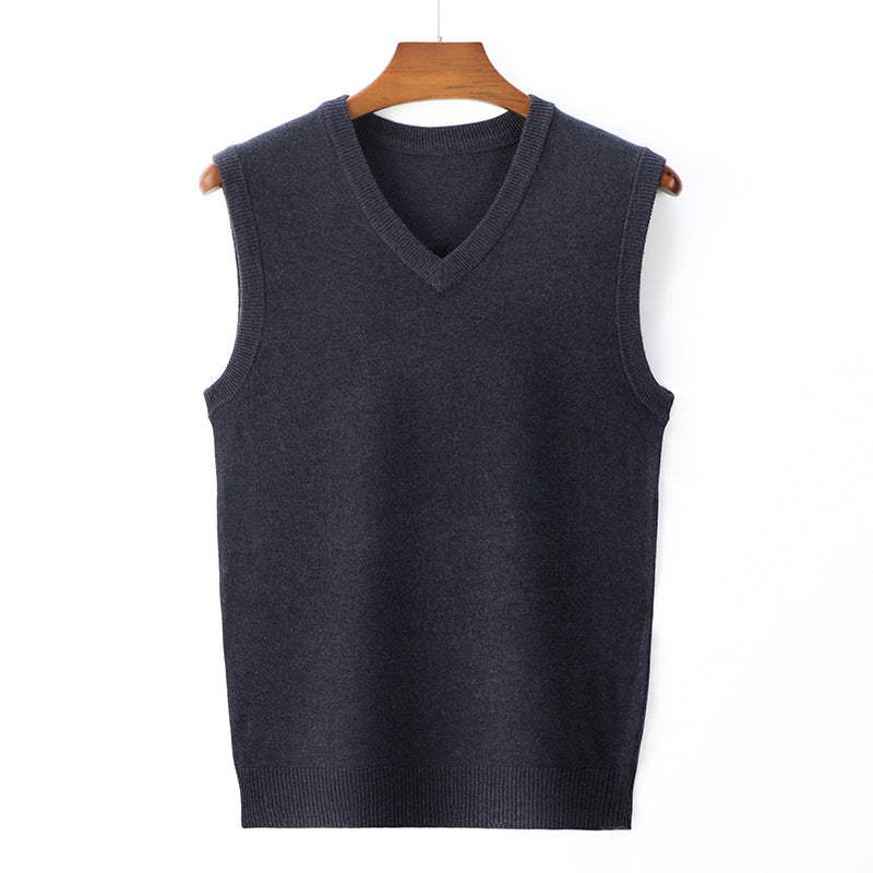 Navy blue V-neck knitted vest