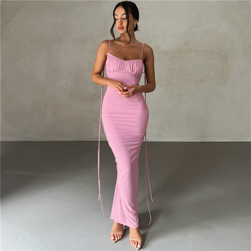 Satin-Trim Bodycon Maxi Dress