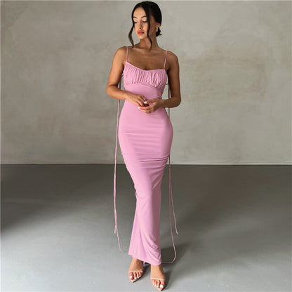 Satin-Trim Bodycon Maxi Dress