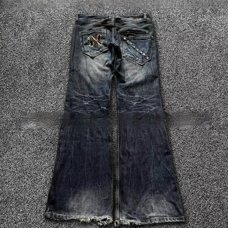Distressed Retro Flare Jeans