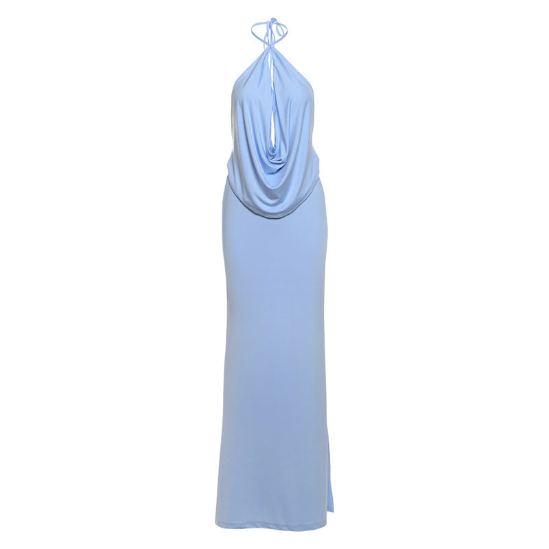Halterneck Draped Maxi Gown