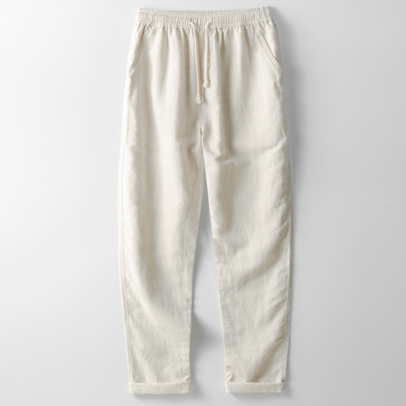Linen jogger trousers with elastic waistband