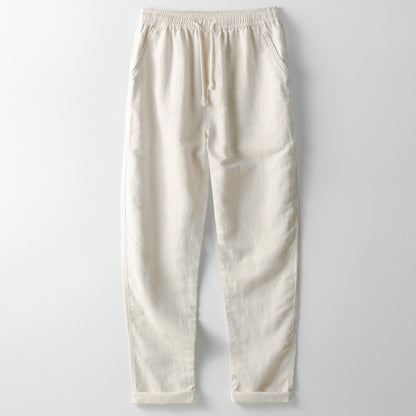 Linen jogger trousers with elastic waistband