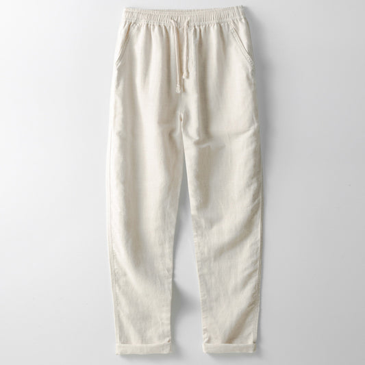 Linen jogger trousers with elastic waistband