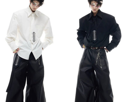 Niche Deconstruction Backbone Embroidered Tie Shirt